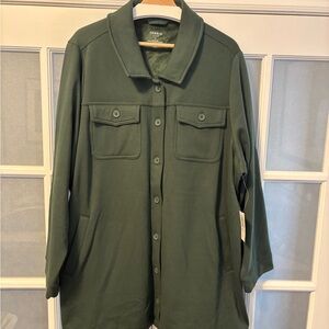 Torrid Green Fleece Button-Up Jacket